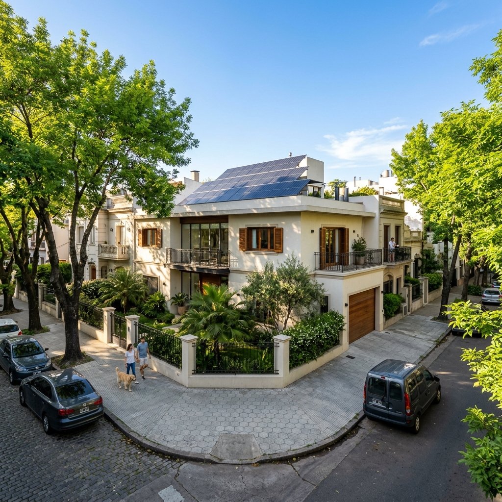 Casa estilo Buenos Aires con paneles solares